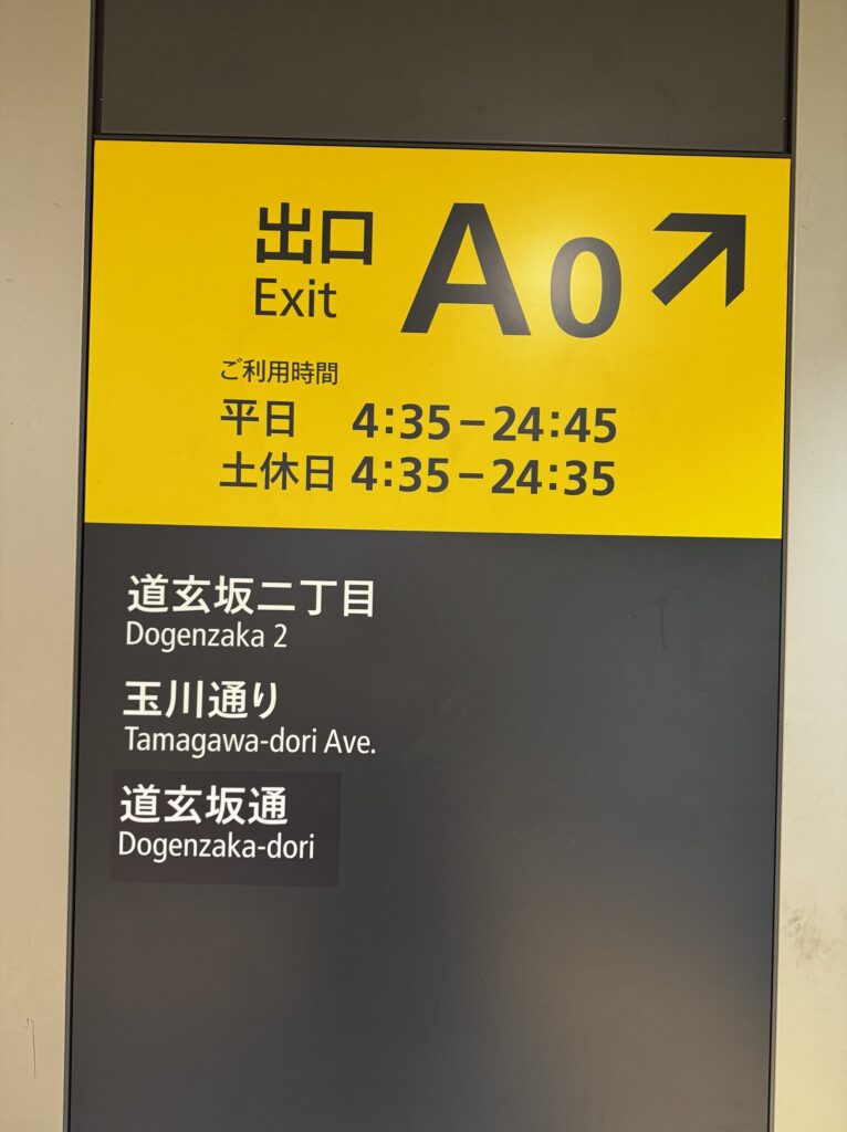 渋谷駅 地下鉄 A0出口地上へ