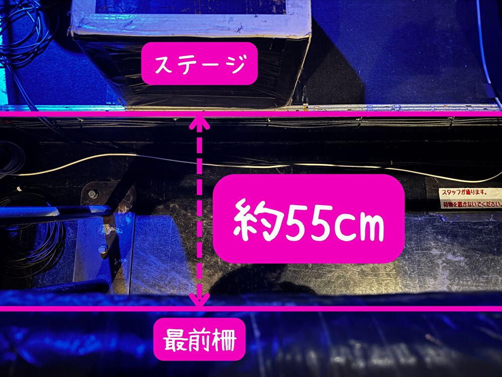 ステージとの距離を真上から撮影