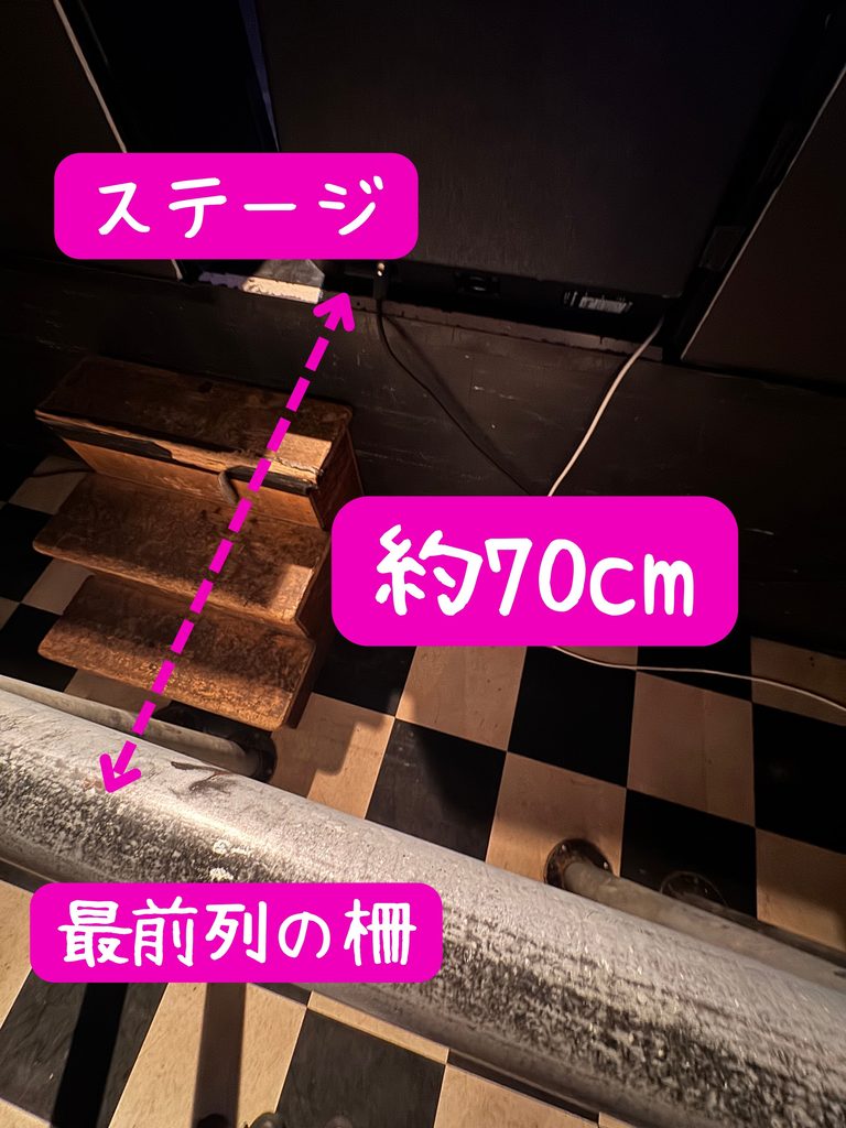 松山サロンキティ 最前列とステージとの距離